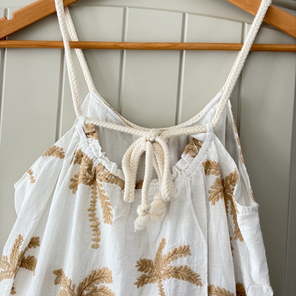 Impressions Boutique Palm Tree Embroidered Cotton Midi Dress Rope Straps Size M - Picture 11 of 14